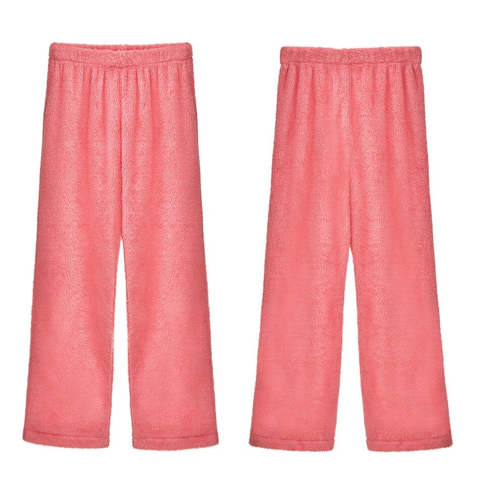 Calças de lã quentes femininas casuais calças de lã coral soltas confortáveis calças de pelúcia outono inverno roupas femininas